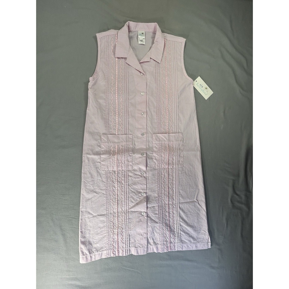 Six Honey Bees Gingham Check Pink Dress Girls 12‎ embroidered guayabera-style